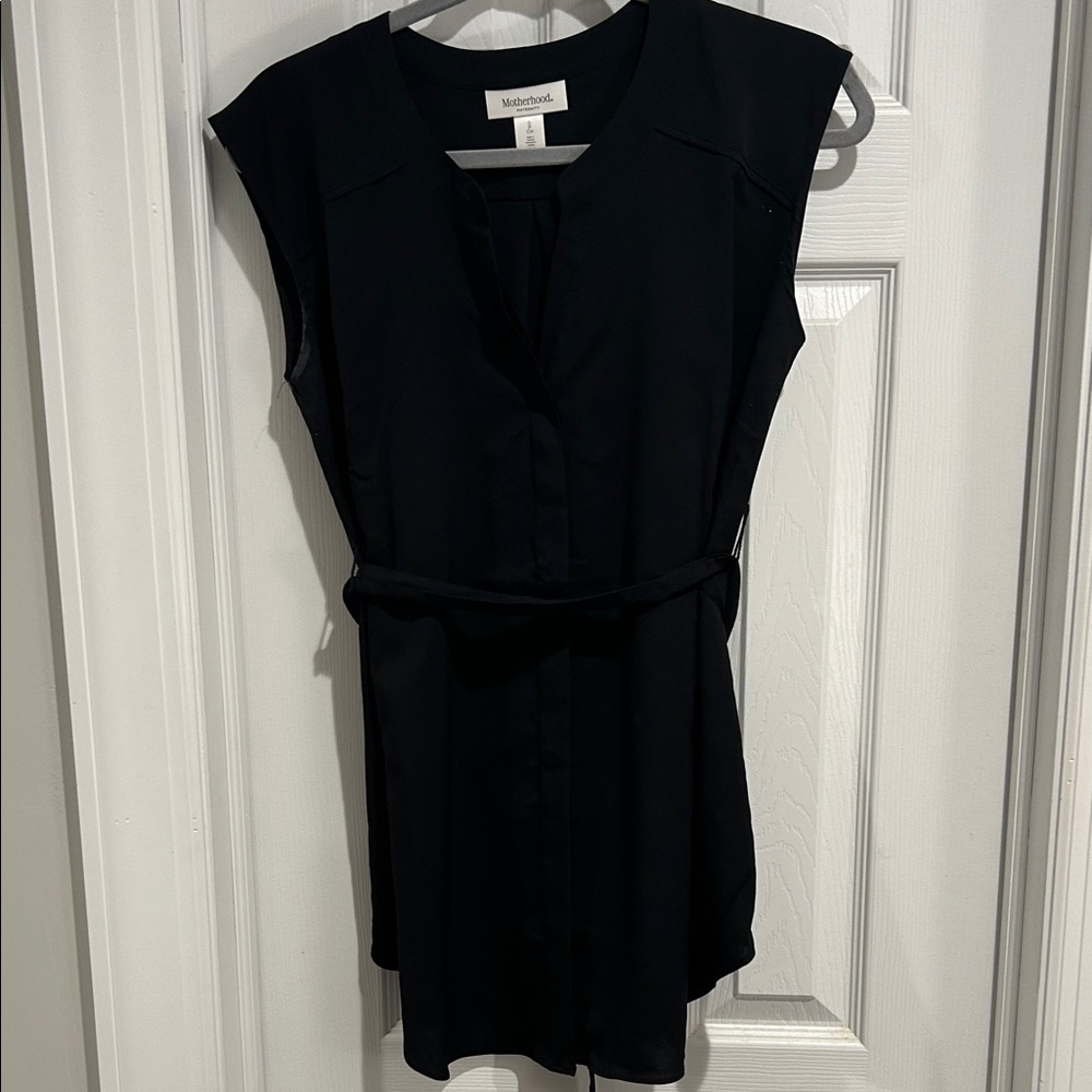 Maternity Black Sleek Long Tie Shirt